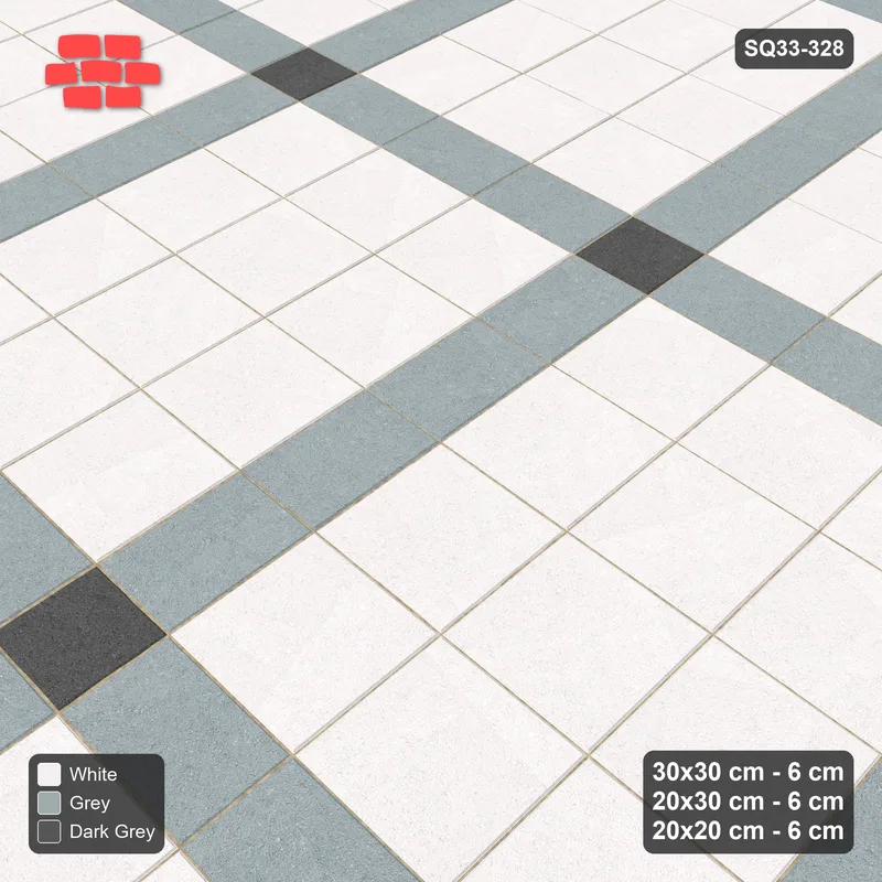Interlock (Pasco) 30x30 cm · SQ33-328 · 3x4 Panel Grid, 20x30 Lines, 20x20 Crossings · Side view Interlock (Pasco) 30x30 cm · SQ33-328 · 3x4 Panel Grid, 20x30 Lines, 20x20 Crossings · Side view
