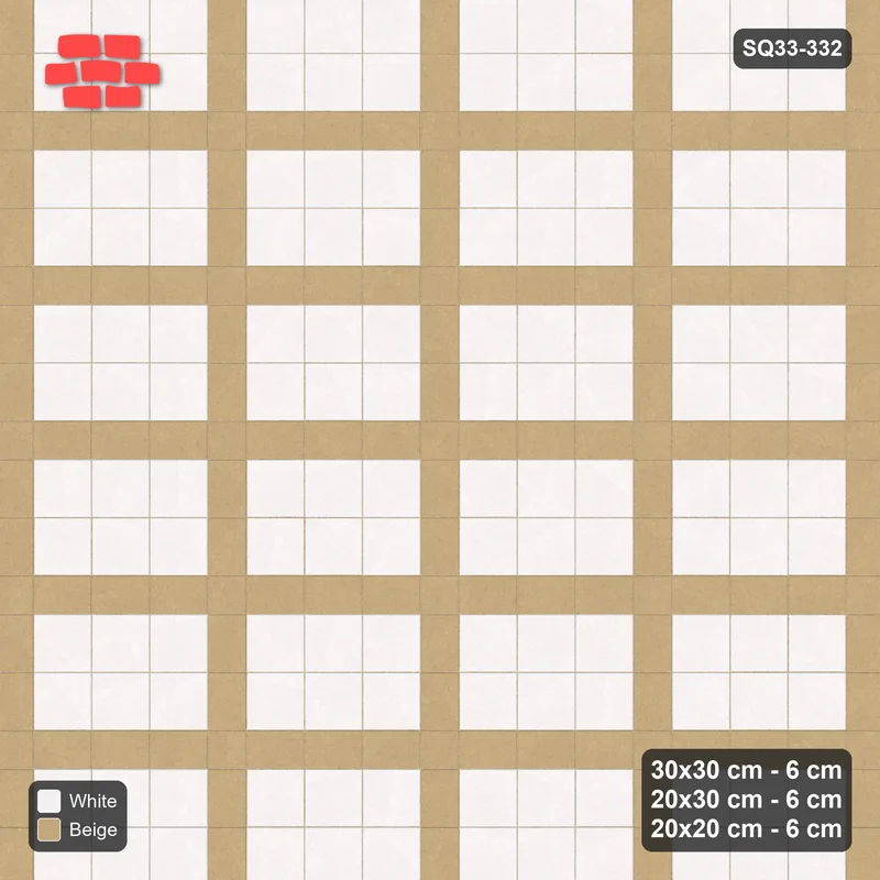Interlock (Pasco) 30x30 cm · SQ33-332 · 3x2 Panel Grid, 20x30 Lines, 20x20 Crossings, Dark Lines · Top view Interlock (Pasco) 30x30 cm · SQ33-332 · 3x2 Panel Grid, 20x30 Lines, 20x20 Crossings, Dark Lines · Top view
