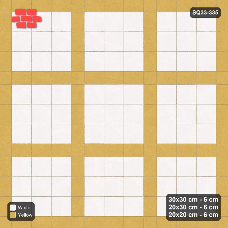 Interlock (Pasco) 30x30 cm · SQ33-335 · 3x3 Panel Grid, 20x30 Lines, 20x20 Crossings, Kerb Frame · Top view Interlock (Pasco) 30x30 cm · SQ33-335 · 3x3 Panel Grid, 20x30 Lines, 20x20 Crossings, Kerb Frame · Top view