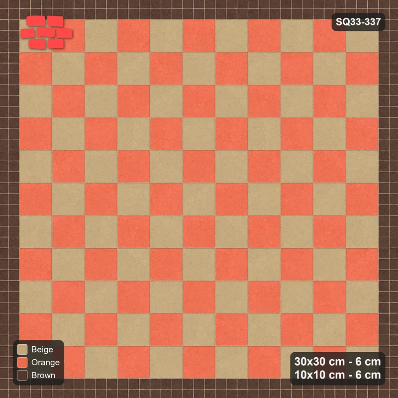 Interlock (Pasco) 30x30 cm · SQ33-337 · Checkerboard with 2-Course 10x10 Border, Panel Checker · Top view Interlock (Pasco) 30x30 cm · SQ33-337 · Checkerboard with 2-Course 10x10 Border, Panel Checker · Top view
