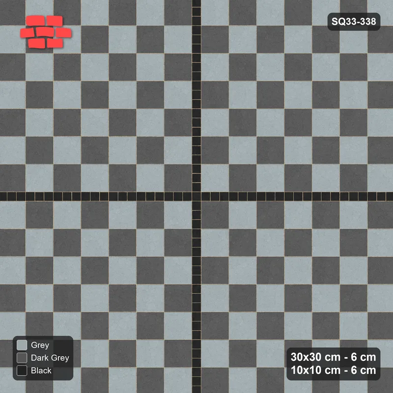 Interlock (Pasco) 30x30 cm · SQ33-338 · Checkerboard with 10x10 Centre Cross, Accent Lines · Top view Interlock (Pasco) 30x30 cm · SQ33-338 · Checkerboard with 10x10 Centre Cross, Accent Lines · Top view
