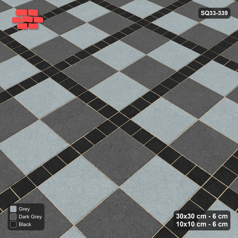 Interlock (Pasco) 30x30 cm · SQ33-339 · Checker Panels 2x3 with 10x10 Grid Lines, Panel Checker · Side view Interlock (Pasco) 30x30 cm · SQ33-339 · Checker Panels 2x3 with 10x10 Grid Lines, Panel Checker · Side view