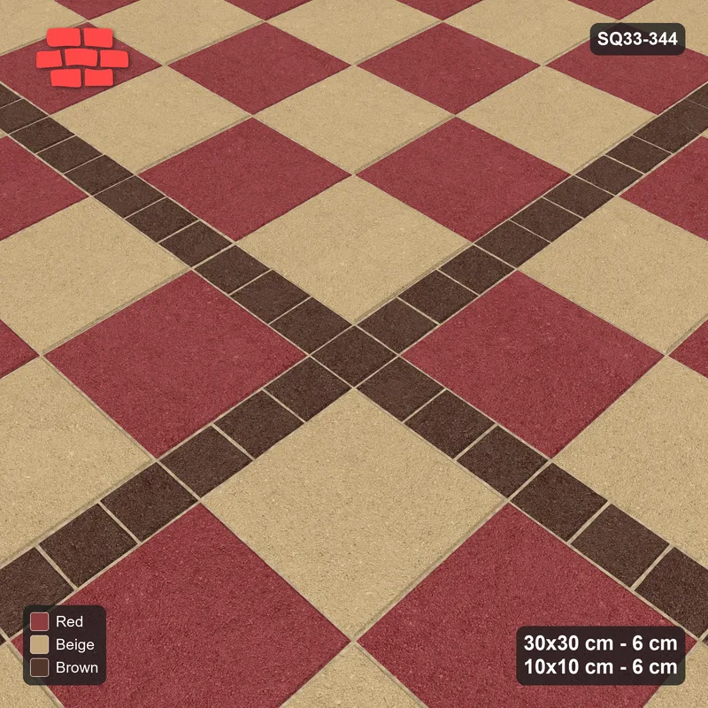 Interlock (Pasco) 30x30 cm · SQ33-344 · Checkerboard with 10x10 Centre Cross, Accent Lines · Side view Interlock (Pasco) 30x30 cm · SQ33-344 · Checkerboard with 10x10 Centre Cross, Accent Lines · Side view