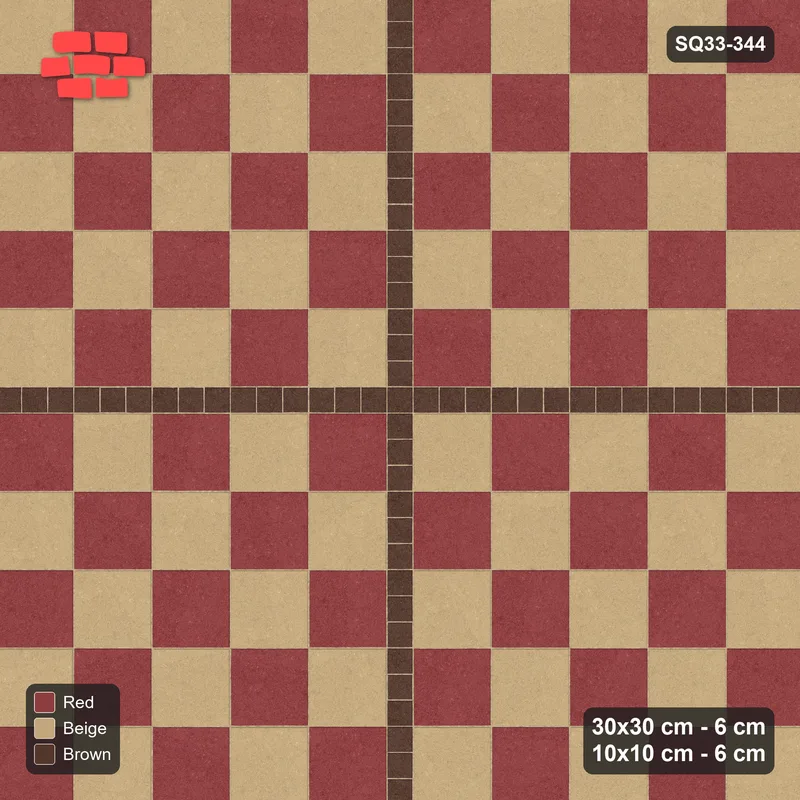Interlock (Pasco) 30x30 cm · SQ33-344 · Checkerboard with 10x10 Centre Cross, Accent Lines · Top view Interlock (Pasco) 30x30 cm · SQ33-344 · Checkerboard with 10x10 Centre Cross, Accent Lines · Top view