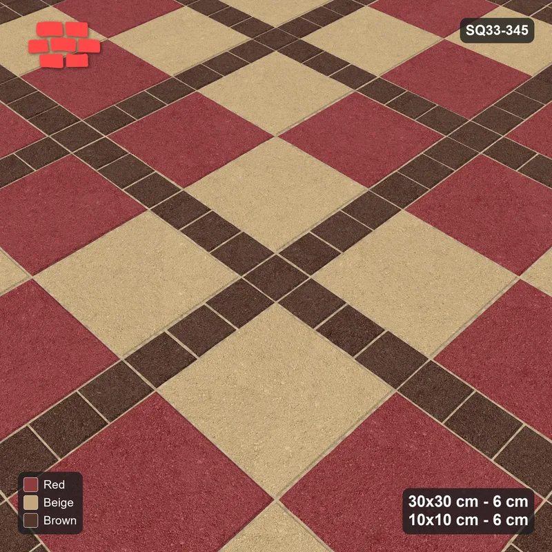 Interlock (Pasco) 30x30 cm · SQ33-345 · Checker Panels, 10x10 Grid and Border, Kerb Frame · Side view Interlock (Pasco) 30x30 cm · SQ33-345 · Checker Panels, 10x10 Grid and Border, Kerb Frame · Side view