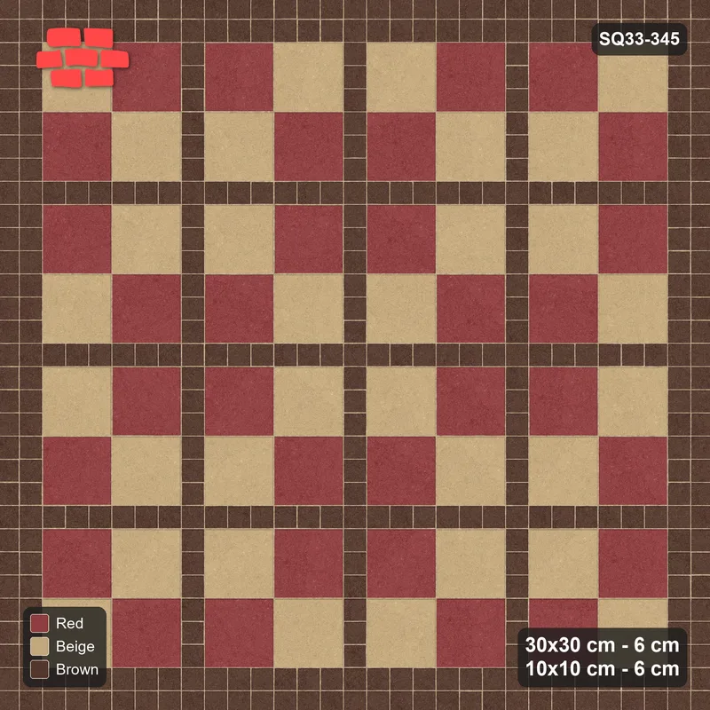 Interlock (Pasco) 30x30 cm · SQ33-345 · Checker Panels, 10x10 Grid and Border, Kerb Frame · Top view Interlock (Pasco) 30x30 cm · SQ33-345 · Checker Panels, 10x10 Grid and Border, Kerb Frame · Top view