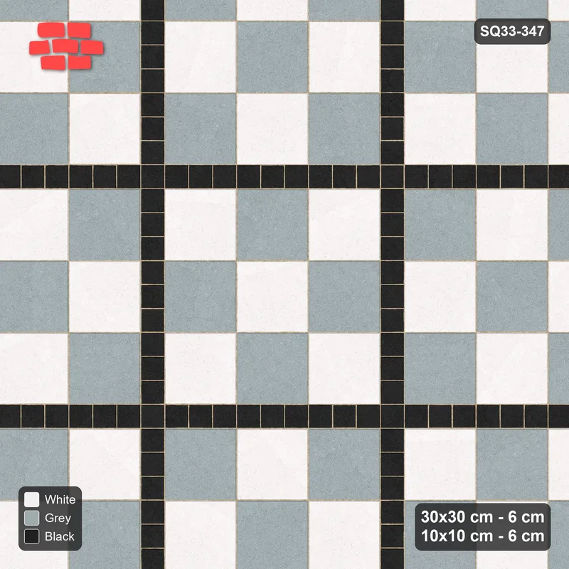 Interlock (Pasco) 30x30 cm · SQ33-347 · Checker Panels 3x3 with 10x10 Grid Lines, Panel Checker · Top view Interlock (Pasco) 30x30 cm · SQ33-347 · Checker Panels 3x3 with 10x10 Grid Lines, Panel Checker · Top view