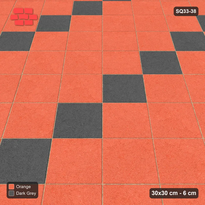 Interlock (Pasco) 30x30 cm · SQ33-38 · Diagonal stack, straight stripes in a kerb frame · Side view Interlock (Pasco) 30x30 cm · SQ33-38 · Diagonal stack, straight stripes in a kerb frame · Side view