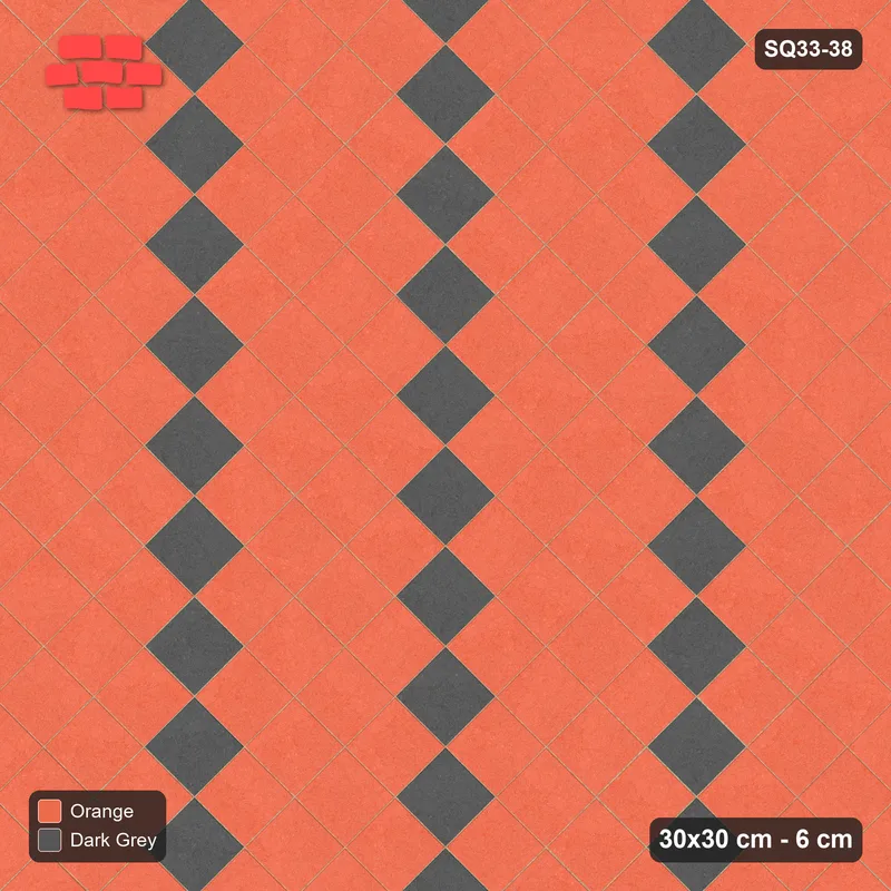 Interlock (Pasco) 30x30 cm · SQ33-38 · Diagonal stack, straight stripes in a kerb frame · Top view Interlock (Pasco) 30x30 cm · SQ33-38 · Diagonal stack, straight stripes in a kerb frame · Top view