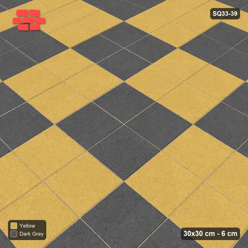 Interlock (Pasco) 30x30 cm · SQ33-39 · Stack bond, two-tone border and 2x2 checker · Side view Interlock (Pasco) 30x30 cm · SQ33-39 · Stack bond, two-tone border and 2x2 checker · Side view