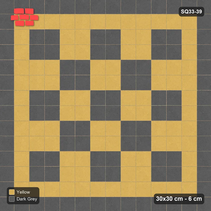 Interlock (Pasco) 30x30 cm · SQ33-39 · Stack bond, two-tone border and 2x2 checker · Top view Interlock (Pasco) 30x30 cm · SQ33-39 · Stack bond, two-tone border and 2x2 checker · Top view