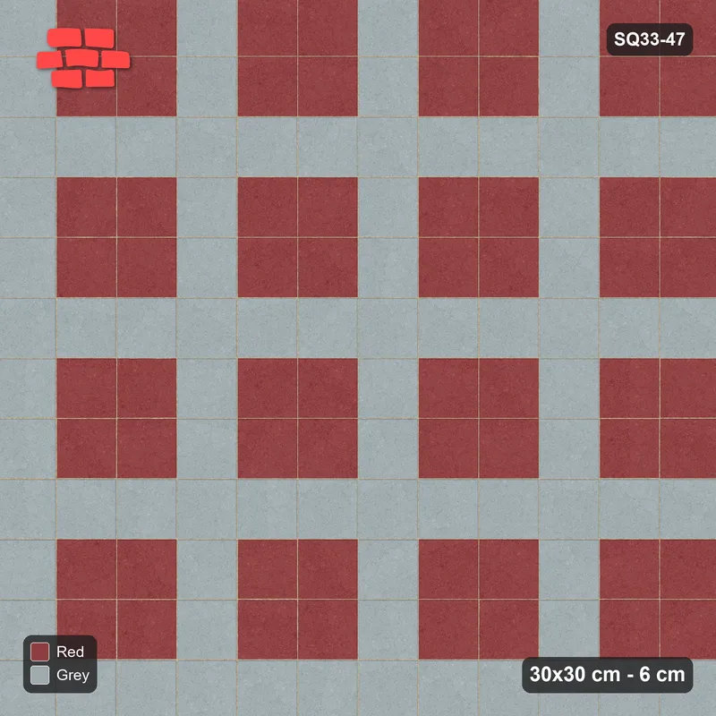 Interlock (Pasco) 30x30 cm · SQ33-47 · Stack bond, window-pane grid · Top view Interlock (Pasco) 30x30 cm · SQ33-47 · Stack bond, window-pane grid · Top view