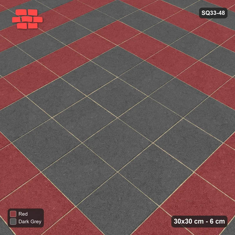 Interlock (Pasco) 30x30 cm · SQ33-48 · Stack bond, nested slab frames · Side view Interlock (Pasco) 30x30 cm · SQ33-48 · Stack bond, nested slab frames · Side view