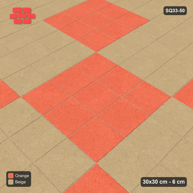 Interlock (Pasco) 30x30 cm · SQ33-50 · Stack bond, three-course border and 3x3 checker · Side view Interlock (Pasco) 30x30 cm · SQ33-50 · Stack bond, three-course border and 3x3 checker · Side view