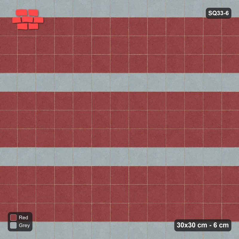 Interlock (Pasco) 30x30 cm · SQ33-6 · Stack bond, course stripes · Top view Interlock (Pasco) 30x30 cm · SQ33-6 · Stack bond, course stripes · Top view