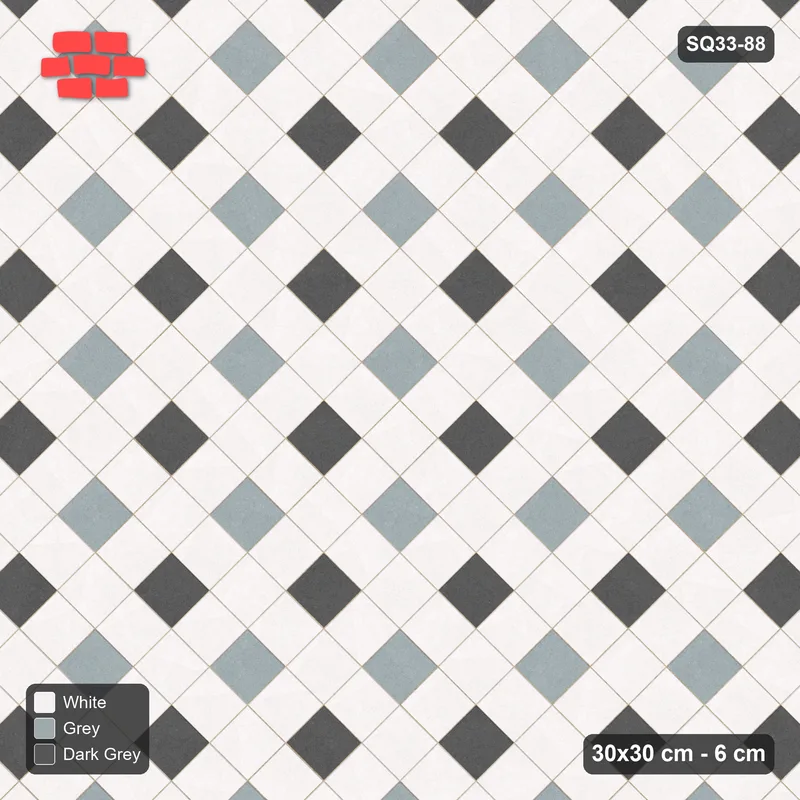 Interlock (Pasco) 30x30 cm · SQ33-88 · Two-Tone Harlequin Diamonds · Top view Interlock (Pasco) 30x30 cm · SQ33-88 · Two-Tone Harlequin Diamonds · Top view