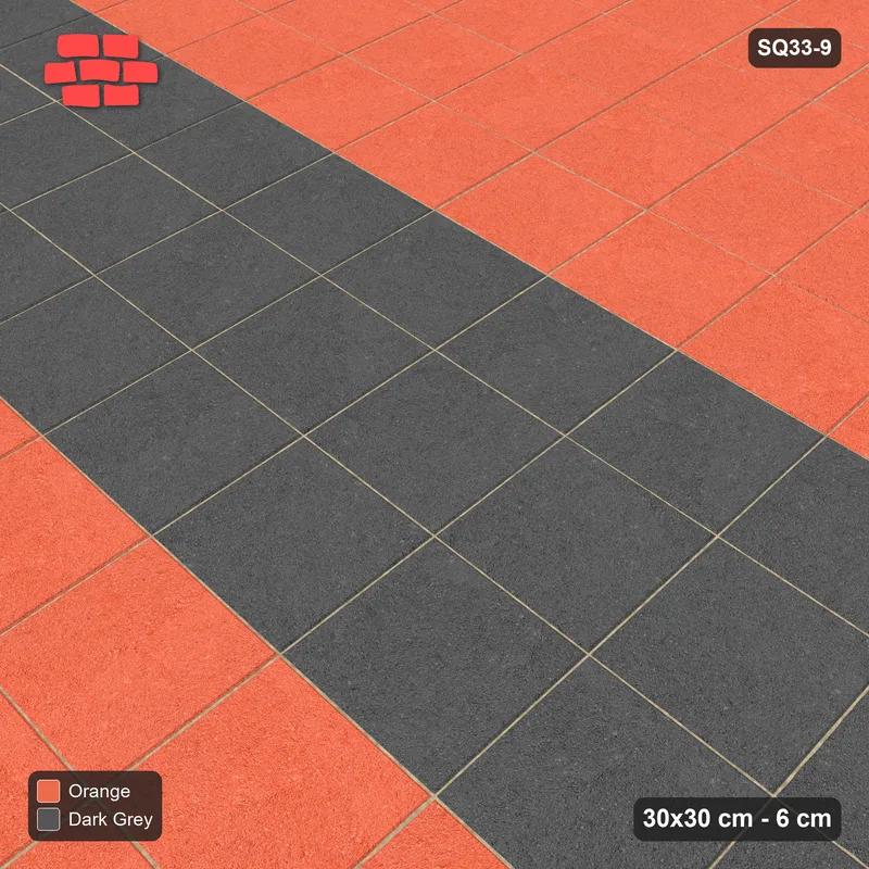 Interlock (Pasco) 30x30 cm · SQ33-9 · Stack bond, three-slab feature band · Side view Interlock (Pasco) 30x30 cm · SQ33-9 · Stack bond, three-slab feature band · Side view