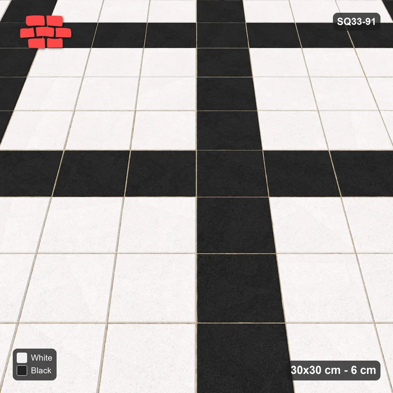 Interlock (Pasco) 30x30 cm · SQ33-91 · Diagonal Plaza Grid · Side view Interlock (Pasco) 30x30 cm · SQ33-91 · Diagonal Plaza Grid · Side view