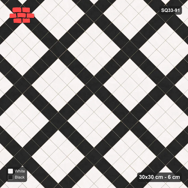 Interlock (Pasco) 30x30 cm · SQ33-91 · Diagonal Plaza Grid · Top view Interlock (Pasco) 30x30 cm · SQ33-91 · Diagonal Plaza Grid · Top view