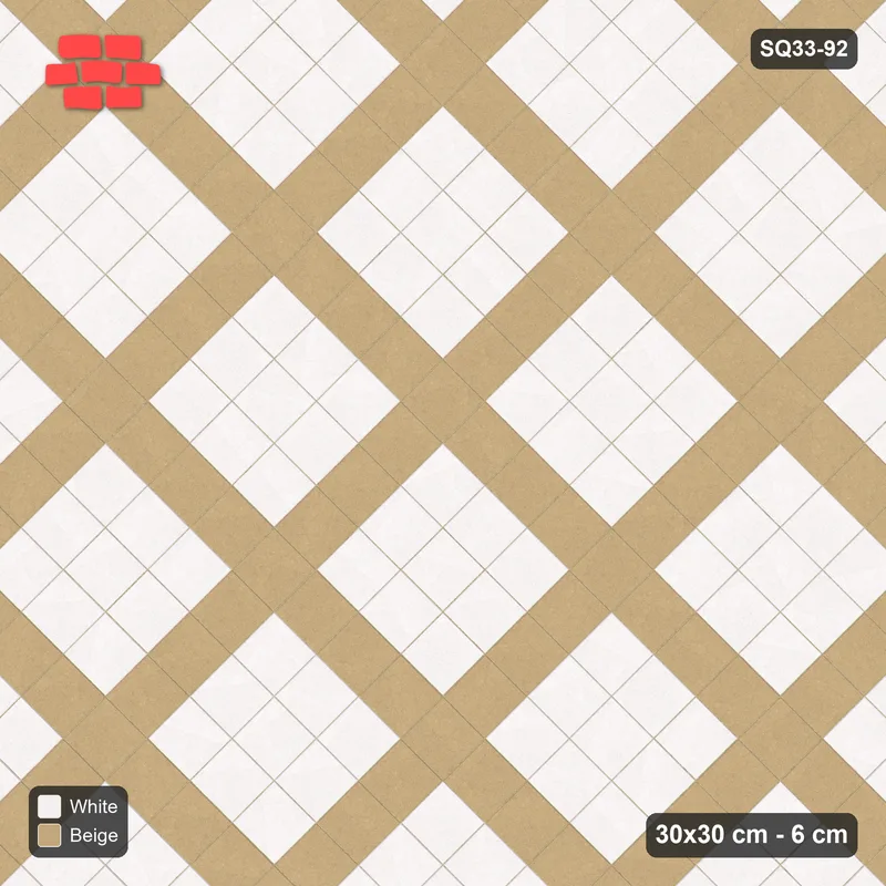 Interlock (Pasco) 30x30 cm · SQ33-92 · Diagonal Plaza Grid · Top view Interlock (Pasco) 30x30 cm · SQ33-92 · Diagonal Plaza Grid · Top view