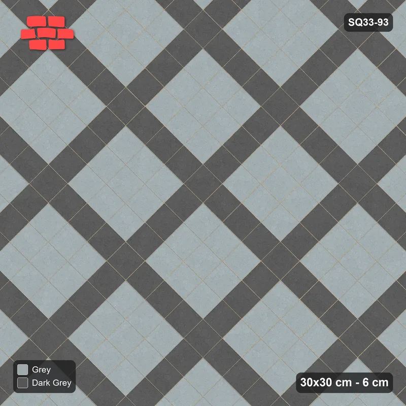 Interlock (Pasco) 30x30 cm · SQ33-93 · Diagonal Plaza Grid · Top view Interlock (Pasco) 30x30 cm · SQ33-93 · Diagonal Plaza Grid · Top view