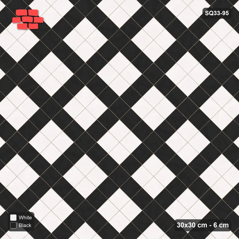 Interlock (Pasco) 30x30 cm · SQ33-95 · Diagonal Plaza Grid, Tight · Top view Interlock (Pasco) 30x30 cm · SQ33-95 · Diagonal Plaza Grid, Tight · Top view