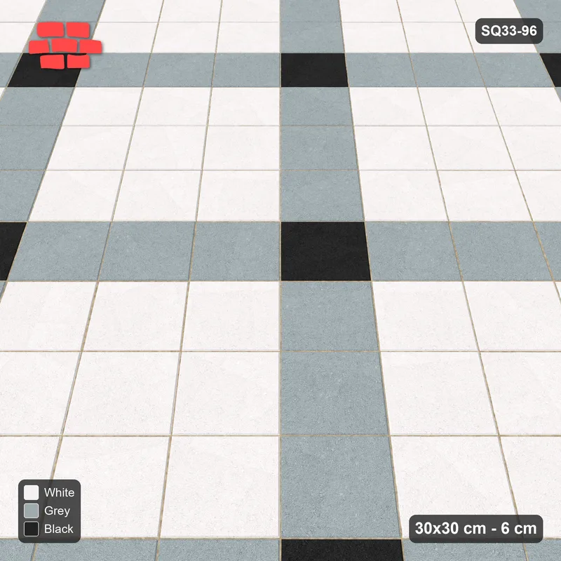 Interlock (Pasco) 30x30 cm · SQ33-96 · Diagonal Grid with Corner Accents · Side view Interlock (Pasco) 30x30 cm · SQ33-96 · Diagonal Grid with Corner Accents · Side view