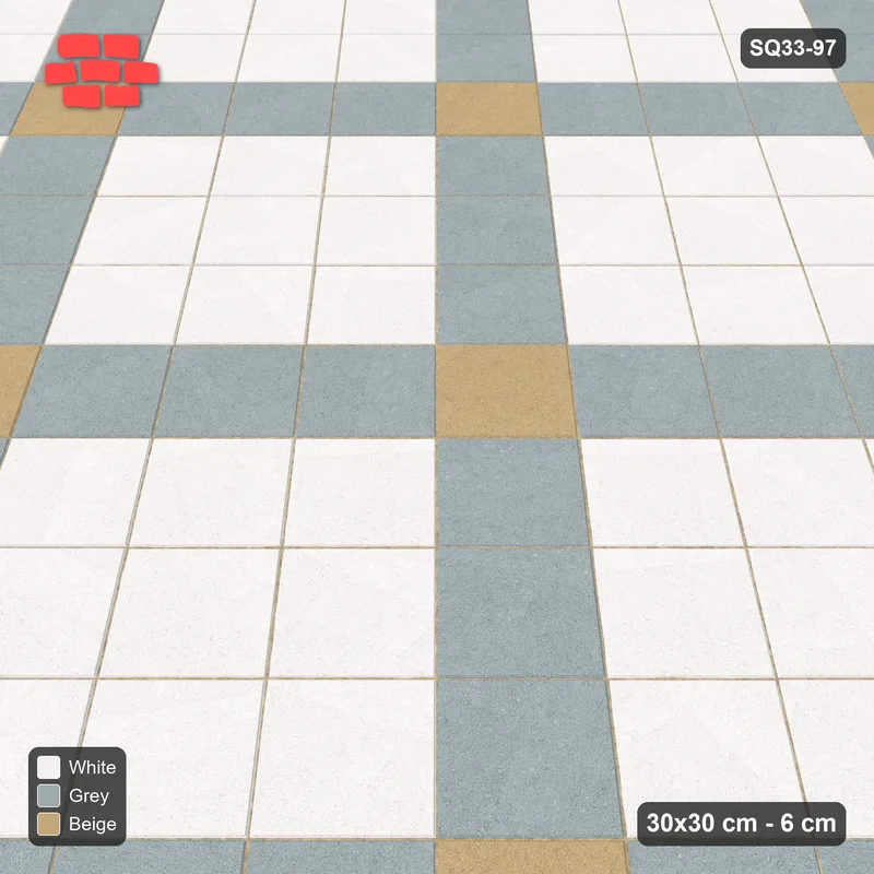 Interlock (Pasco) 30x30 cm · SQ33-97 · Diagonal Grid with Corner Accents · Side view Interlock (Pasco) 30x30 cm · SQ33-97 · Diagonal Grid with Corner Accents · Side view