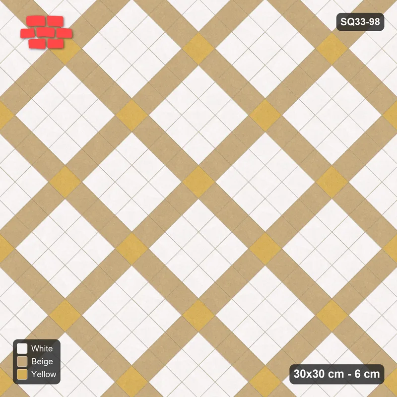Interlock (Pasco) 30x30 cm · SQ33-98 · Diagonal Grid with Corner Accents · Top view Interlock (Pasco) 30x30 cm · SQ33-98 · Diagonal Grid with Corner Accents · Top view