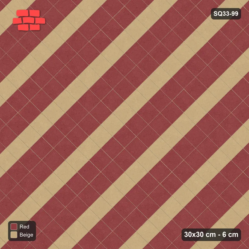 Interlock (Pasco) 30x30 cm · SQ33-99 · Diagonal Course Stripes · Top view Interlock (Pasco) 30x30 cm · SQ33-99 · Diagonal Course Stripes · Top view