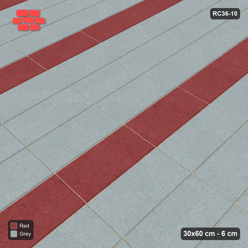 Interlock (Pasco) 30x60 cm · RC36-10 · Vertical stack with red lines · Side view