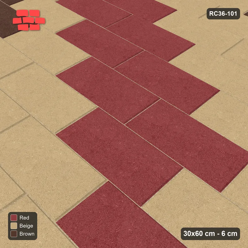 Interlock (Pasco) 30x60 cm · RC36-101 · Running Bond 1/3, Three-Tone Diagonal in 38H Kerb Frame · Side view