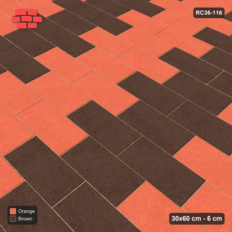 Interlock (Pasco) 30x60 cm · RC36-116 · Running Bond 1/2, Zigzag Stripes Wide in 40H Kerb Frame · Side view