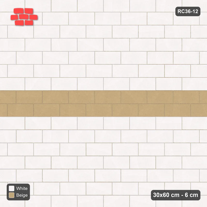 Interlock (Pasco) 30x60 cm · RC36-12 · Running bond 1/3 with feature band · Top view
