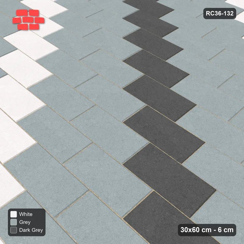Interlock (Pasco) 30x60 cm · RC36-132 · Running Bond 1/2, Three-Tone Diagonal · Side view
