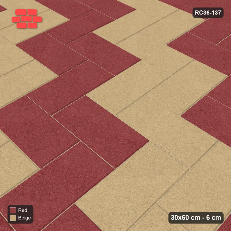 Interlock (Pasco) 30x60 cm · RC36-137 · Herringbone 90, Diagonal Stripes in 54B Kerb Frame · Side view