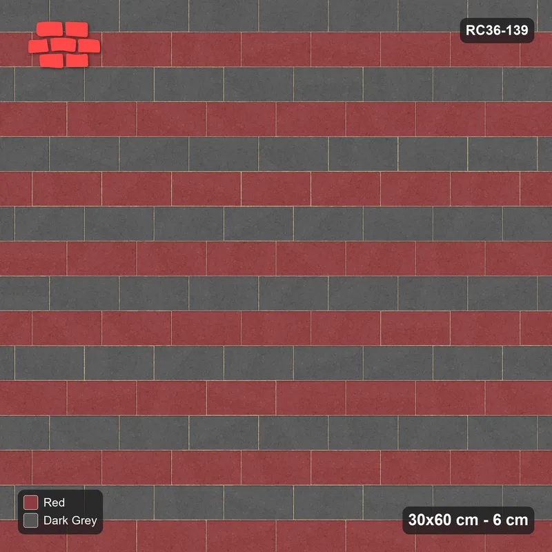 Interlock (Pasco) 30x60 cm · RC36-139 · Running Bond 1/4, Alternating Courses · Top view