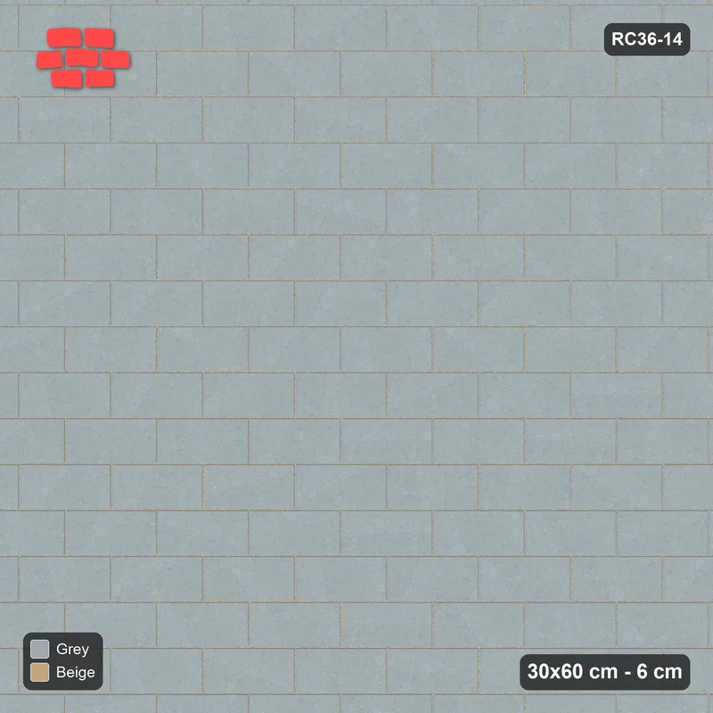 Interlock (Pasco) 30x60 cm · RC36-14 · Running bond with kerb frame · Top view