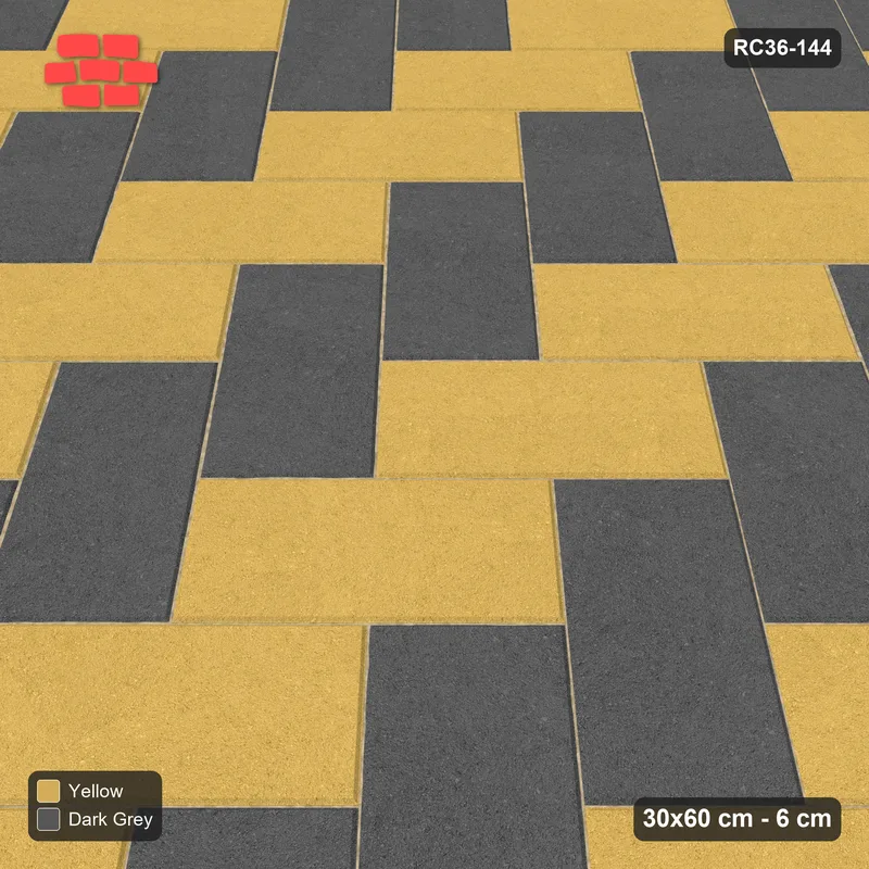 Interlock (Pasco) 30x60 cm · RC36-144 · Diagonal Herringbone, Two-Tone Weave in 42B Kerb Frame · Side view