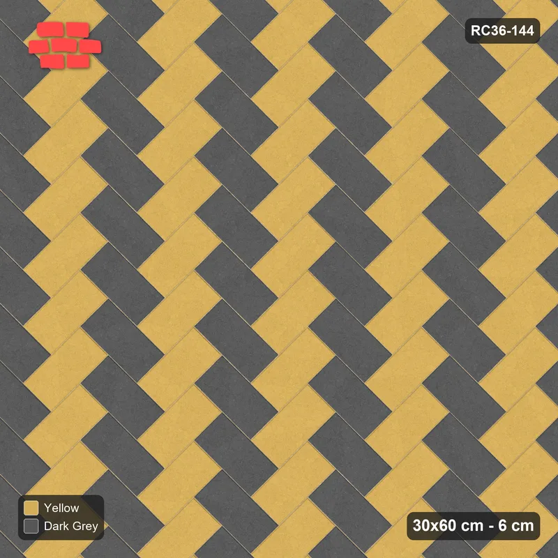 Interlock (Pasco) 30x60 cm · RC36-144 · Diagonal Herringbone, Two-Tone Weave in 42B Kerb Frame · Top view