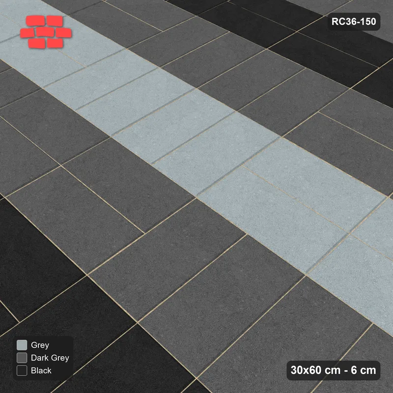 Interlock (Pasco) 30x60 cm · RC36-150 · Double Basketweave, Three-Tone Courses in 30H Kerb Frame · Side view