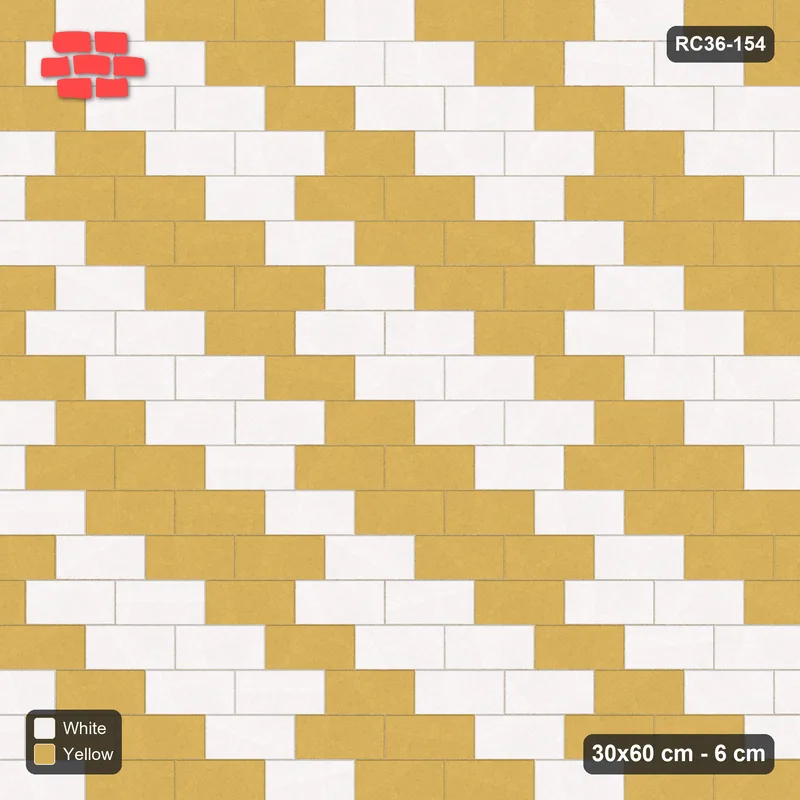 Interlock (Pasco) 30x60 cm · RC36-154 · Running Bond 1/3, Diagonal Stripes · Top view