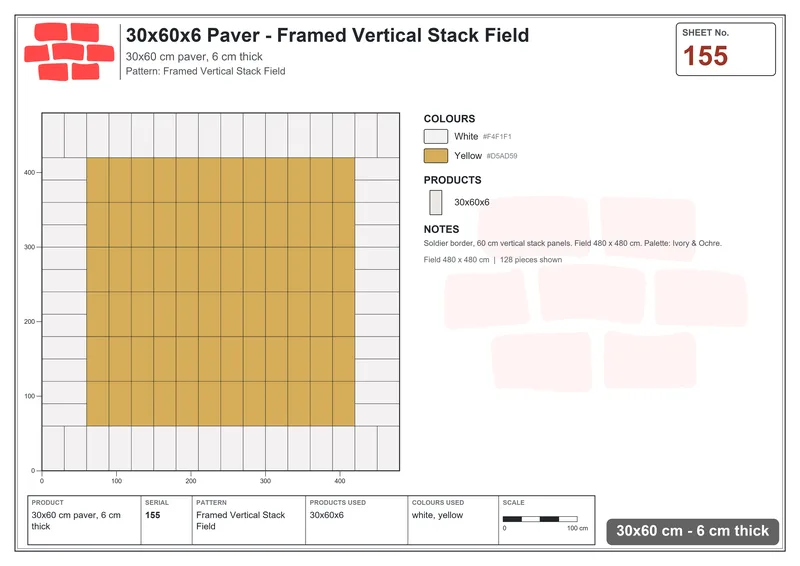 Interlock (Pasco) 30x60 cm · RC36-155 · Framed Vertical Stack Field · Laying plan Interlock (Pasco) 30x60 cm · RC36-155 · Framed Vertical Stack Field · Laying plan