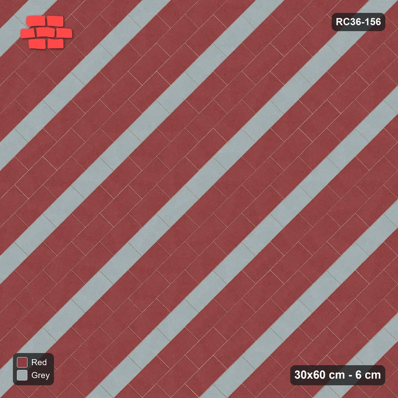 Interlock (Pasco) 30x60 cm · RC36-156 · Diagonal Running Bond, Accent Course Every 4th · Top view