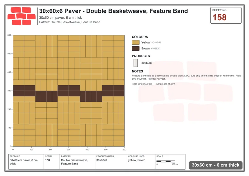 Interlock (Pasco) 30x60 cm · RC36-158 · Double Basketweave, Feature Band · Laying plan Interlock (Pasco) 30x60 cm · RC36-158 · Double Basketweave, Feature Band · Laying plan