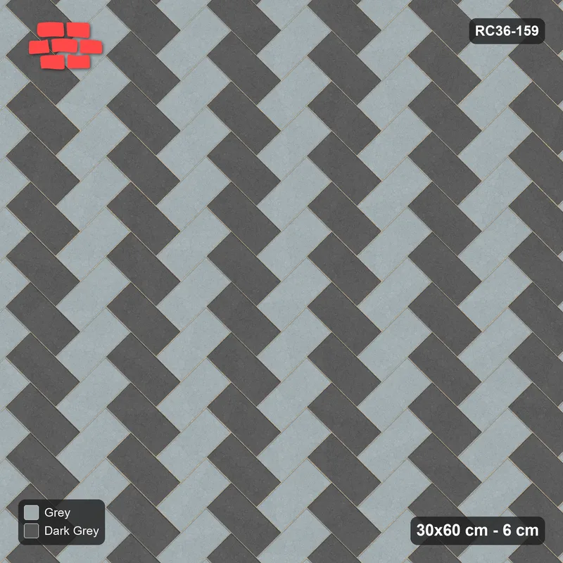 Interlock (Pasco) 30x60 cm · RC36-159 · Diagonal Herringbone, Two-Tone Weave · Top view