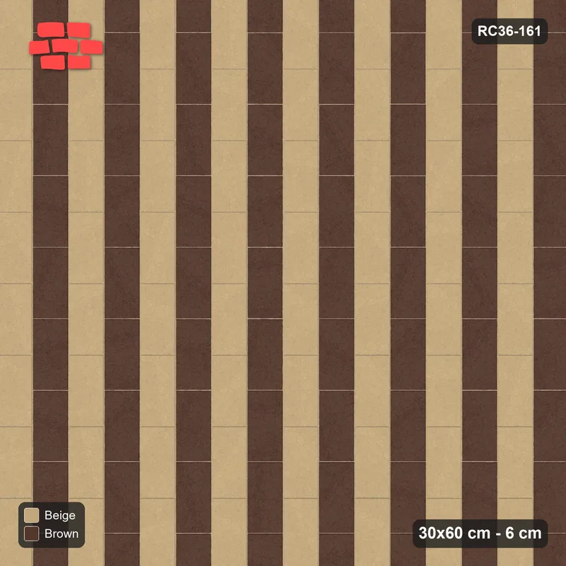 Interlock (Pasco) 30x60 cm · RC36-161 · Vertical Running Bond 1/2, Alternating Courses · Top view
