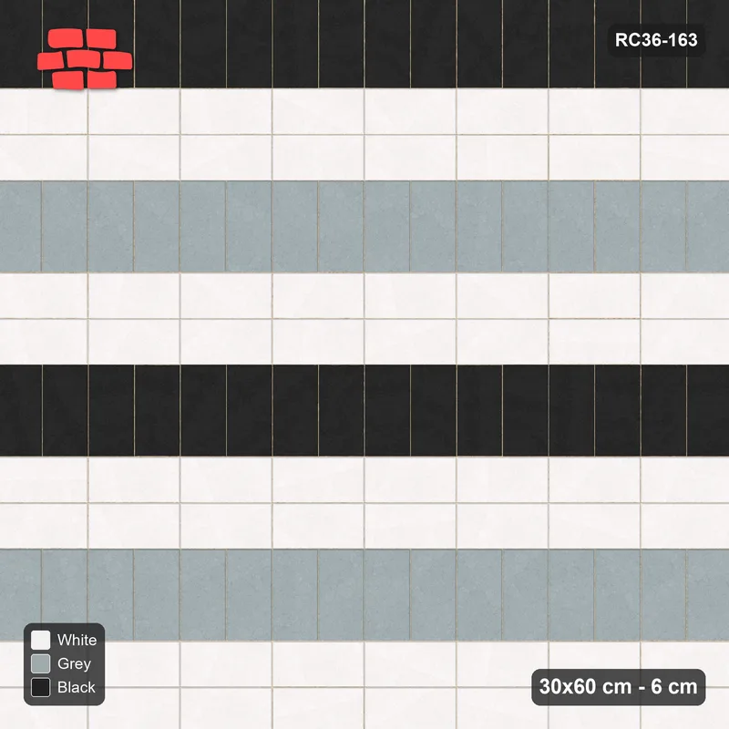 Interlock (Pasco) 30x60 cm · RC36-163 · Tri-Colour Plaza Bands · Top view