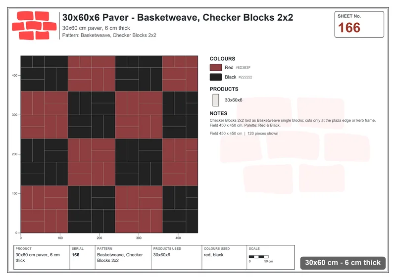 Interlock (Pasco) 30x60 cm · RC36-166 · Basketweave, Checker Blocks 2x2 · Laying plan Interlock (Pasco) 30x60 cm · RC36-166 · Basketweave, Checker Blocks 2x2 · Laying plan