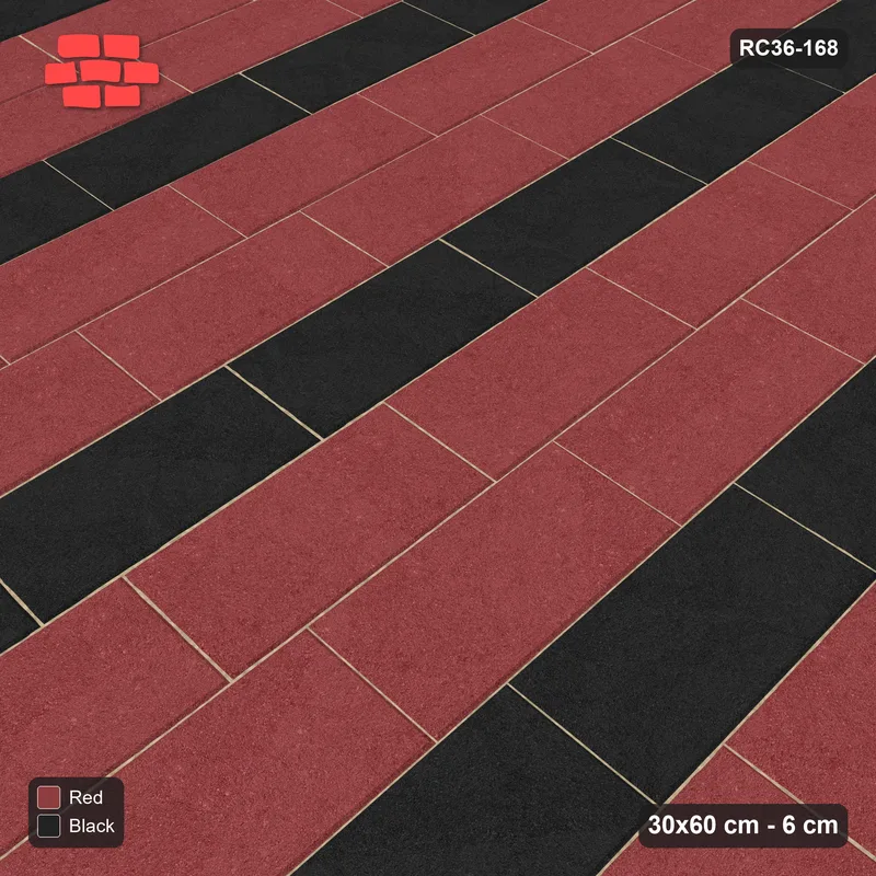 Interlock (Pasco) 30x60 cm · RC36-168 · Vertical Running Bond 1/4, Accent Course Every 3rd · Side view